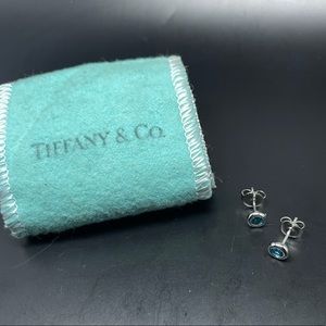 Tiffany & Co Silver Elsa Peretti Blue Aquamarine By Yard Earrings